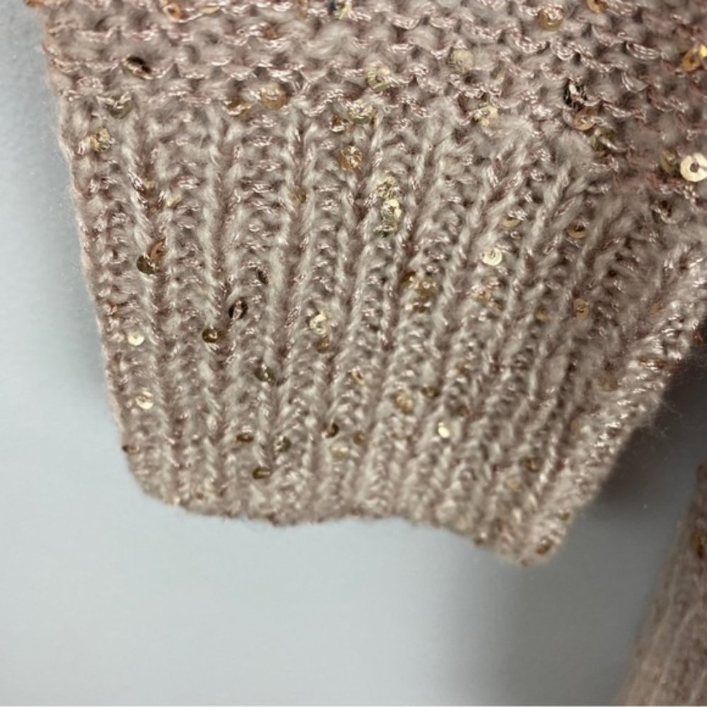 NYDJ Sequin Oversized Ntral Sweater XS Cream Pink Cameo - Picture 8 of 13